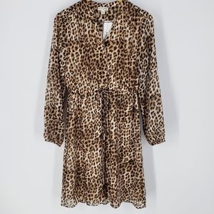 Maison Jules Swiss Dot Animal Print Chiffon Dress